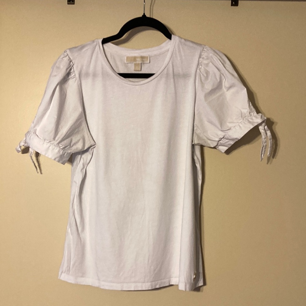 Michael Kors White Tie Sleeves Relaxed Blouse